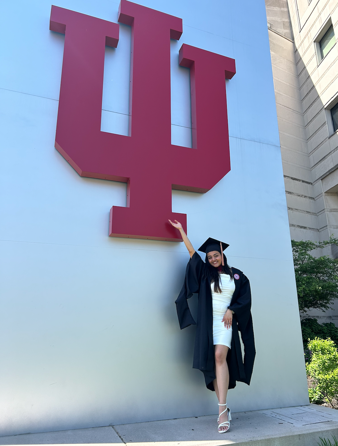 Kasturi celebrating graduation at Indiana University